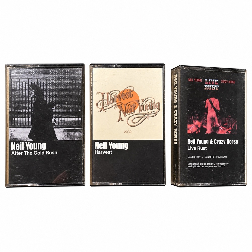 Neil Young Cassette Lot of 3 Harvest After the Gold Rush Live Rust Reprise